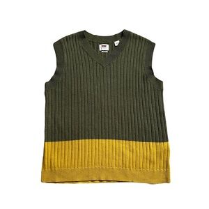 Levi’s green and yellow striped sleeveless sweater vest